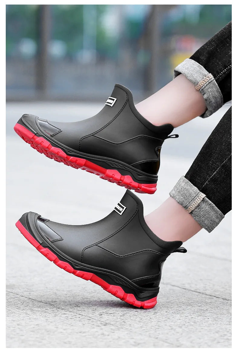 Men’s Waterproof Wear-Resistant Rubber Short Boots